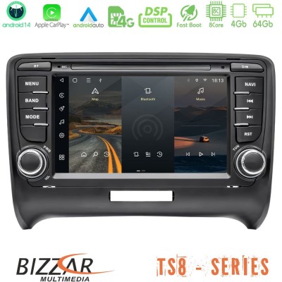 Bizzar Audi TT 2006-2013 8Core Android14 4+64GB Navigation Multimedia Tablet 7