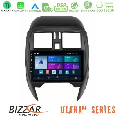 Bizzar 4T Series Nissan Micra 2013-2016 4Core Android13 2+32GB Navigation Multimedia Tablet 9