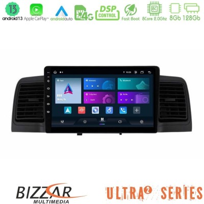 Bizzar Ultra Series Toyota Corolla 2002-2006 8Core Android13 8+128GB Navigation Multimedia Tablet 9