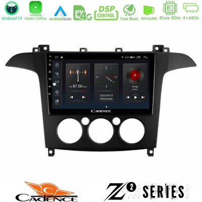 Cadence Z2 Series 8Core Android14 4+64GB  Ford S-Max 2006-2008 (manual A/C) Navigation Multimedia Tablet 9