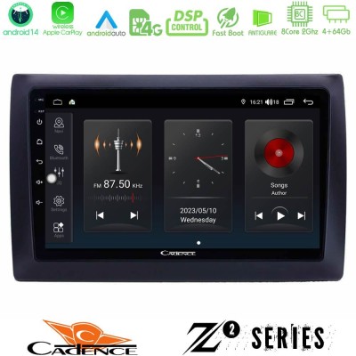 Cadence Z2 Series 8Core Android14 4+64GB  Fiat Stilo Navigation Multimedia Tablet 9