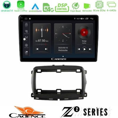 Cadence Z2 Series 8Core Android14 4+64GB   Fiat 500 2016> Navigation Multimedia Tablet 9