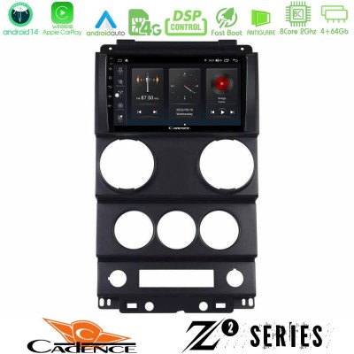 Cadence Z2 Series 8Core Android14 4+64GB  Jeep Wrangler 2Door 2008-2010 Navigation Multimedia Tablet 9