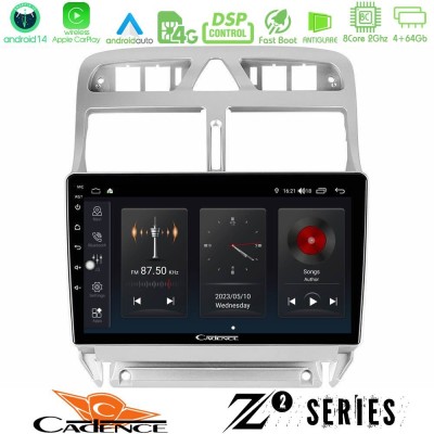 Cadence Z2 Series 8Core Android14 4+64GB  Peugeot 307 2002-2008 Navigation Multimedia Tablet 9