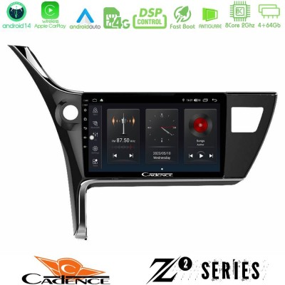 Cadence Z2 Series 8Core Android14 4+64GB  Toyota Corolla 2017-2018 Navigation Multimedia Tablet 10