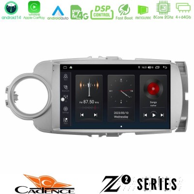 Cadence Z2 Series 8Core Android14 4+64GB  Toyota Yaris Navigation Multimedia Tablet 9