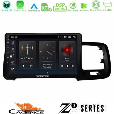 Cadence Z2 Series 8Core Android14 4+64GB  Volvo S60 2010-2018 Navigation Multimedia Tablet 9