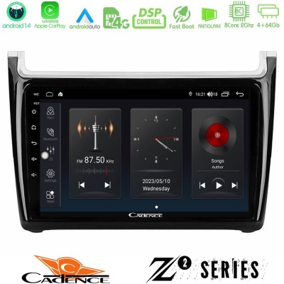 Cadence Z2 Series 8Core Android14 4+64GB  Vw Polo 2014-2017 Navigation Multimedia Tablet 9