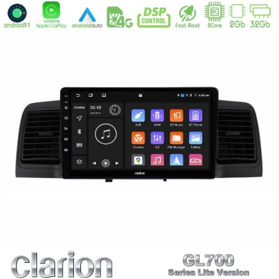 Clarion GL700 Lite Series 8Core Android11 2+32GB Toyota Corolla 2002-2006 Navigation Multimedia Tablet 9