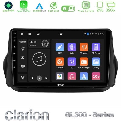 Clarion GL300 Series 4Core Android11 2+32GB Fiat Fiorino/Citroen Nemo/Peugeot Bipper Navigation Multimedia Tablet 10