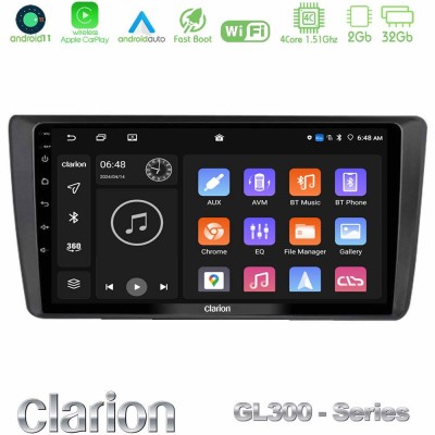 Clarion GL300 Series Skoda Octavia 2004-2012 4Core Android11 2+32GB Navigation Multimedia Tablet 9