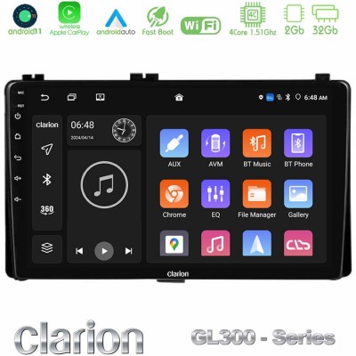 Clarion GL300 Series 4Core Android11 2+32GB Toyota Corolla/Auris 2017-2019  Navigation Multimedia Tablet 9