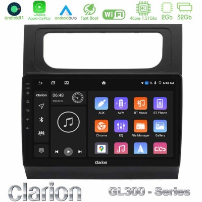 Clarion GL300 Series 4Core Android11 2+32GB VW Touran 2011-2015 Navigation Multimedia Tablet 10