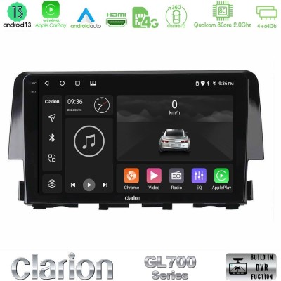 Clarion GL700 Series 8Core Android13 4+64GB Honda Civic 2016-2020 Navigation Multimedia Tablet 9