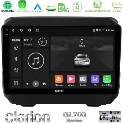 Clarion GL700 Series 8Core Android13 4+64GB Jeep Wrangler 2018-> Navigation Multimedia Tablet 9