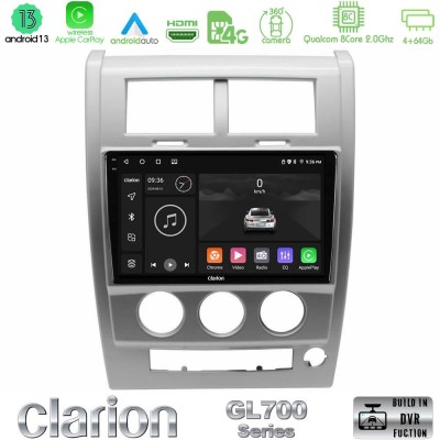Clarion GL700 Series 8Core Android13 4+64GB Jeep Cherokee (KK) 2008-2012 Navigation Multimedia Tablet 10