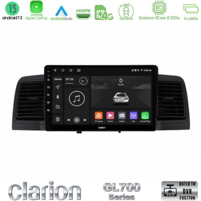 Clarion GL700 Series 8Core Android13 4+64GB Toyota Corolla 2002-2006 Navigation Multimedia Tablet 9