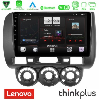 Lenovo Thinkplus Series 4Core Android15 2+32GB  Honda Jazz 2002-2008 (Manual A/C) Navigation Multimedia Tablet 9