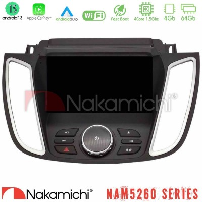 Nakamichi NAM5260 Series 4Core Android13 4+64GB Ford Kuga/C-Max 2013-2019 Navigation Multimedia Tablet 9