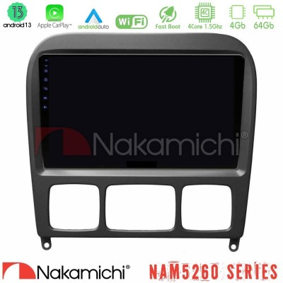 Nakamichi NAM5260 Series 4Core Android13 4+64GB Mercedes S Class 1999-2004 (W220) Navigation Multimedia Tablet 9