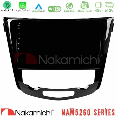 Nakamichi NAM5260 Series 4Core Android13 4+64GB Nissan Qashqai J11 (AUTO A/C) Navigation Multimedia Tablet 10