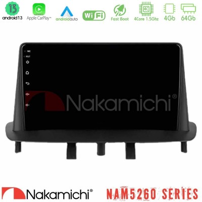 Nakamichi NAM5260 Series 4Core Android13 4+64GB Renault Megane 3 2009-2015 Navigation Multimedia Tablet 9