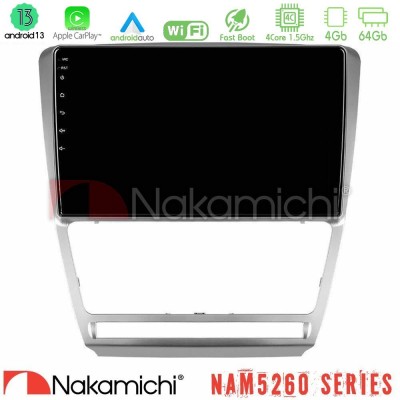 Nakamichi NAM5260 Series 4Core Android13 4+64GB Skoda Octavia 5 Navigation Multimedia Tablet 10