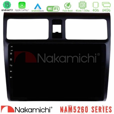 Nakamichi NAM5260 Series 4Core Android13 4+64GB Suzuki Swift 2005-2010 Navigation Multimedia Tablet 10
