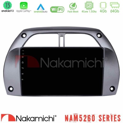 Nakamichi NAM5260 Series 4Core Android13 4+64GB Toyota RAV4 2001 - 2006 Navigation Multimedia Tablet 9