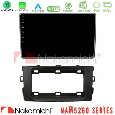 Nakamichi NAM5260 Series 4Core Android13 4+64GB Toyota Auris 2013-2016 Navigation Multimedia Tablet 10
