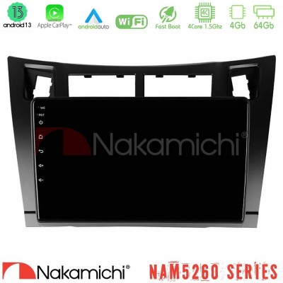 Nakamichi NAM5260 Series 4Core Android13 4+64GB Toyota Yaris Navigation Multimedia Tablet 9