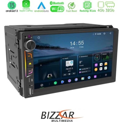 Bizzar 2DIN Deck 4core Android13 4+32GB Navigation Multimedia Deckless 7