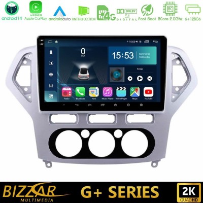 Bizzar G+ Series Ford Mondeo 2007-2010 Manual A/C 8core Android14 6+128GB Navigation Multimedia Tablet 10