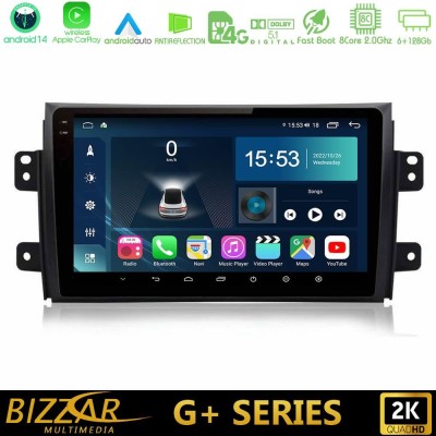 Bizzar G+ Series Suzuki SX4 2006-2014 Fiat Sedici 2006-2014 8core Android14 6+128GB Navigation Multimedia Tablet 9