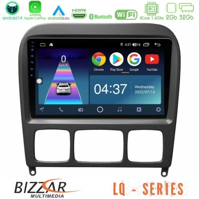 Bizzar LQ Series 4Core Android14 2+32GB Mercedes S Class 1999-2004 (W220) Navigation Multimedia Tablet 9