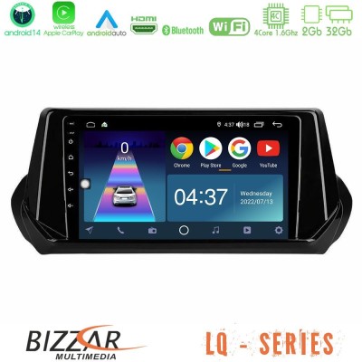 Bizzar LQ Series 4Core Android14 2+32GB Peugeot 208 2019-2023 Navigation Multimedia Tablet 9