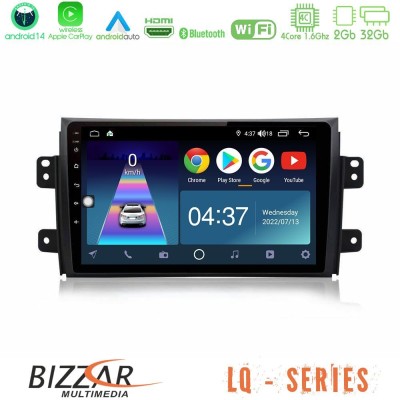 Bizzar LQ Series 4Core Android14 2+32GB Suzuki SX4 2006-2014 Fiat Sedici 2006-2014 Navigation Multimedia Tablet 9