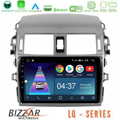 Bizzar LQ Series 4Core Android14 2+32GB Toyota Corolla 2008-2010 Navigation Multimedia Tablet 9