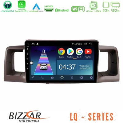 Bizzar LQ Series 4Core Android14 2+32GB Toyota Corolla 2002-2006 Navigation Multimedia Tablet 9