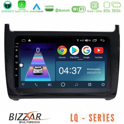 Bizzar LQ Series 4Core Android14 2+32GB Vw Polo 2009-2014 Navigation Multimedia Tablet 9