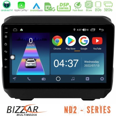 Bizzar ND2 Series 8Core Android14 2+32GB  Jeep Wrangler 2018-> Navigation Multimedia Tablet 9