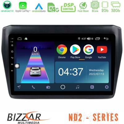 Bizzar ND2 Series 8Core Android14 2+32GB  Suzuki Swift 2017-2023 Navigation Multimedia Tablet 9