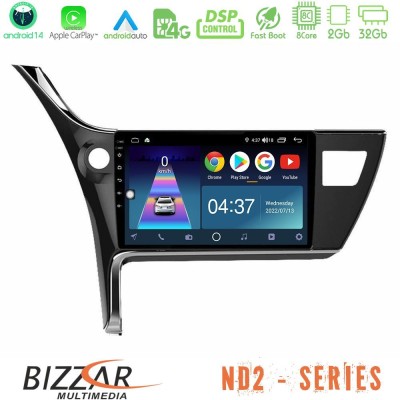 Bizzar ND2 Series 8Core Android14 2+32GB  Toyota Corolla 2017-2018 Navigation Multimedia Tablet 10