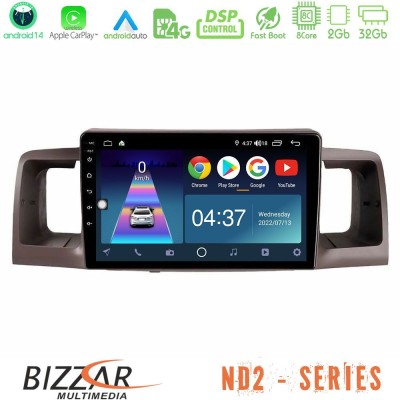 Bizzar ND2 Series 8Core Android14 2+32GB  Toyota Corolla 2002-2006 Navigation Multimedia Tablet 9