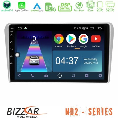 Bizzar ND2 Series 8Core Android14 2+32GB  Toyota Avensis T25 02/2003–2008 Navigation Multimedia Tablet 9