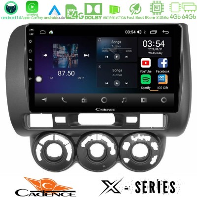 Cadence X Series Honda Jazz 2002-2008 (Manual A/C) 8core Android 14 4+64GB Navigation Multimedia Tablet 9