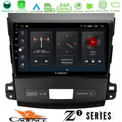 Cadence Z2 Series 8Core Android14 4+64GB  Mitsubishi Outlander/Citroen C-Crosser/Peugeot 4007 Navigation Multimedia Tablet 9