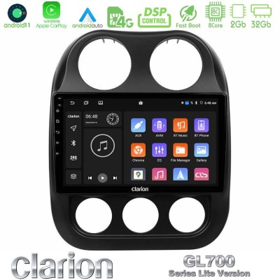 Clarion GL700 Lite Series 8Core Android11 2+32GB Jeep Compass 2012-2016 Navigation Multimedia Tablet 10