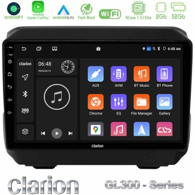Clarion GL300 Series 4Core Android11 2+32GB Jeep Wrangler 2018-> Navigation Multimedia Tablet 9