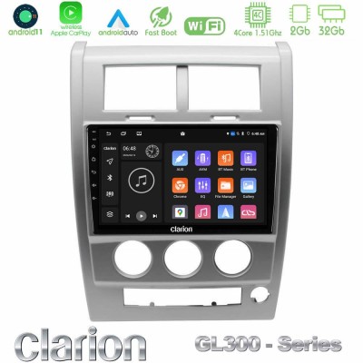 Clarion GL300 Series 4Core Android11 2+32GB Jeep Cherokee (KK) 2008-2012 Navigation Multimedia Tablet 10